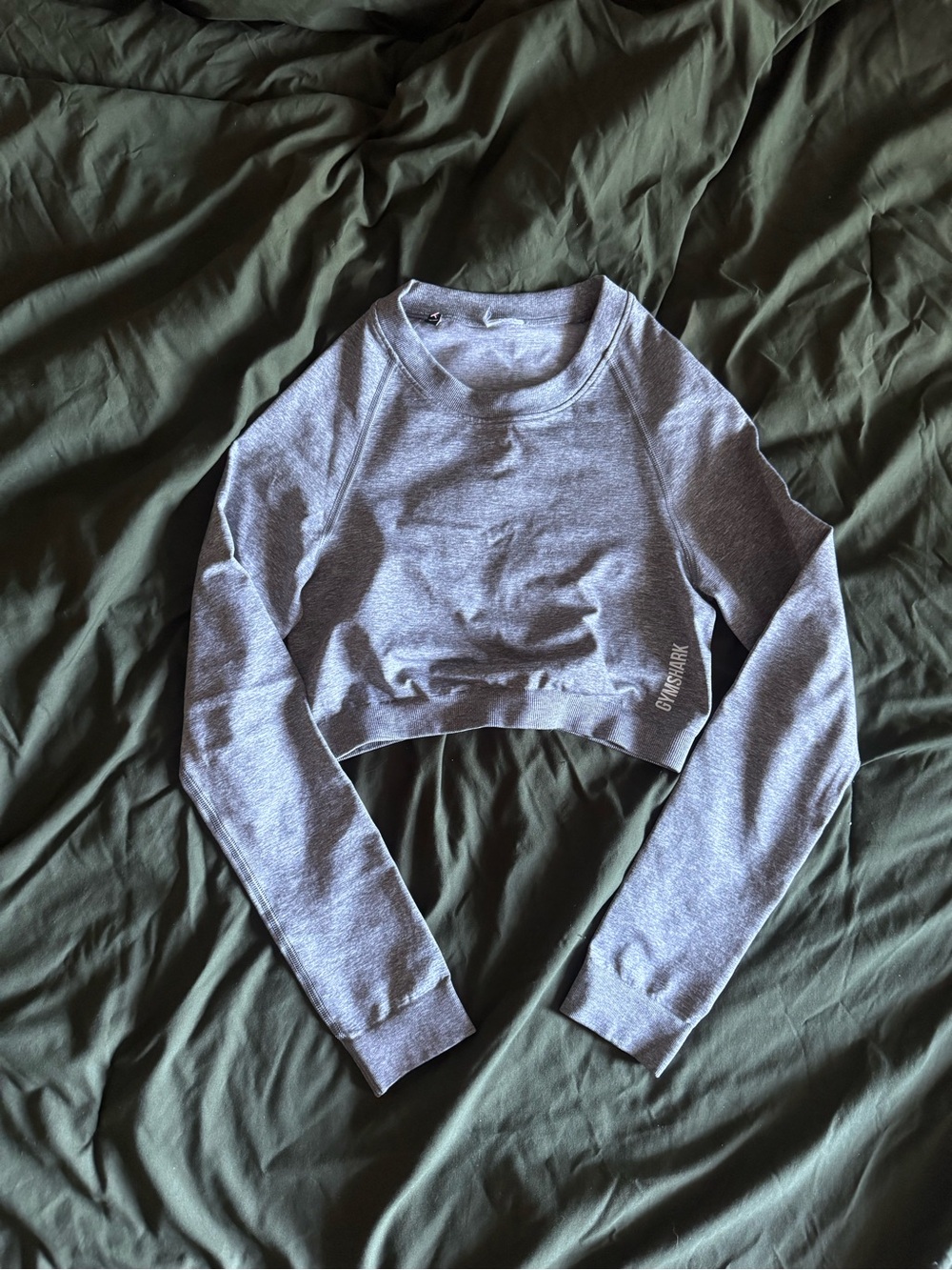 Gymshark Light Grey Cropped Long-Sleeve Top
